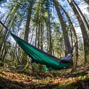 Grand Trunk Double Deluxe Hammock with Straps – Extra-Wide Parachute Nylon Hammock for Two, 10'6 x 6'6, 400 lb Capacity, Includes Tree-Friendly Straps & Carabiners