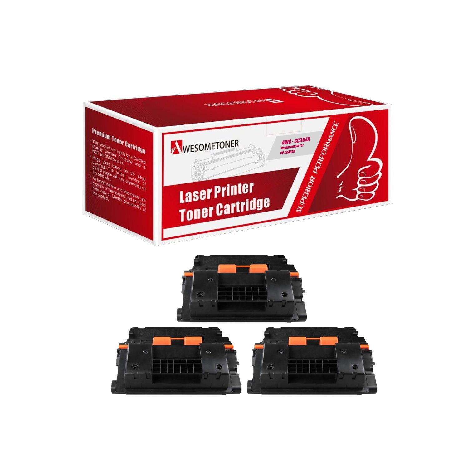 3PK CC364X 64X Toner Cartridge For HP LaserJet P4515x P4015x P4515tn Printer