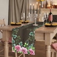 thumbnail image 2 of Table Runners 120 Inches Long Dress Scarves, Spring Pink Roses Farmhouse Coffee/Dining/Kitchen Table Runner for Living Room, Pastoral Eucalyptus Leaves Brown Wooden 13x120 Inch, 2 of 9