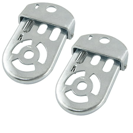 2 Pcs 0.5" Metal Spring Design Foldable Pedals Bike Bicycle Part Silver Tone