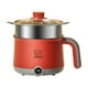 thumbnail image 1 of Olla eléctrica portátil de 1,8 l con vaporera para cocinar ramen, 300 W/600 W, ideal para arroz frito, sopa y bistec. Gris rojo, 1 of 9