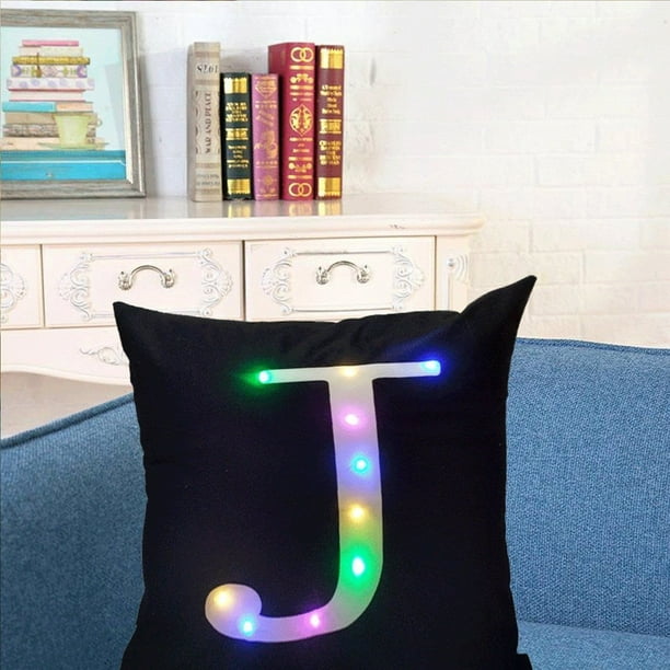 Magshion LED Light 26 Alphabet Letter Square Throw Pillow