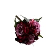 thumbnail image 1 of Xingzhi Artificial Flowers Bouquet Fake Hydrangea Heads Realistic Roses Party Home Decorative Table Wedding Display Decoration Dark Purple, 1 of 6