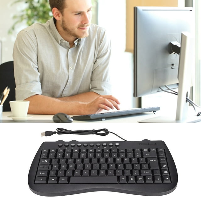 Clavier USB, Clavier 87 Touches Petite Langue Interface USB pour Maison pour Bureau Anglais, Arabe