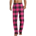 thumbnail image 3 of JUSLIO Pajamas Mens Pajama Pants Print Lounge Straight Leg Warm Regular Fit Comfortable Pajama Pants Hot Pink Large, 3 of 5