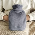 thumbnail image 2 of SLGHLSAHG 2 Pack Hot Water Bottle with Soft Fluffy Cover 1000ml Large Hot Water Bag Portable Leak-Proof Hot Water Pouch Pain Relief Winter Warmer for Neck Shoulder Back Abdomen(Gray) A41572, 2 of 8