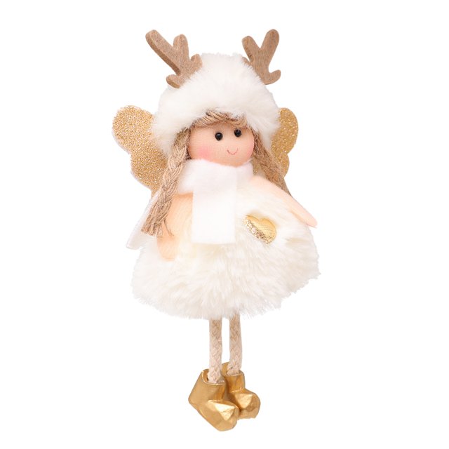 Ounissouiy Árbol de Navidad, muñeco de Ángel, accesorios, adornos navideños encantadores, decoración colgante, diseño de escena DIY, Kits de decoración para fiestas Blanco