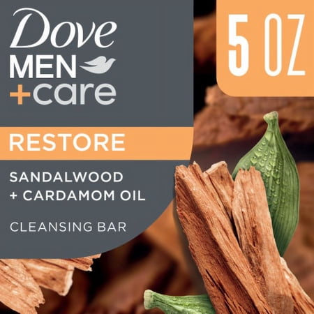 Dove Men+Care Cleansing Bar Soap Sandalwood + Cardamom Oil Plant Based Cleanser 5 oz - Pack of 2