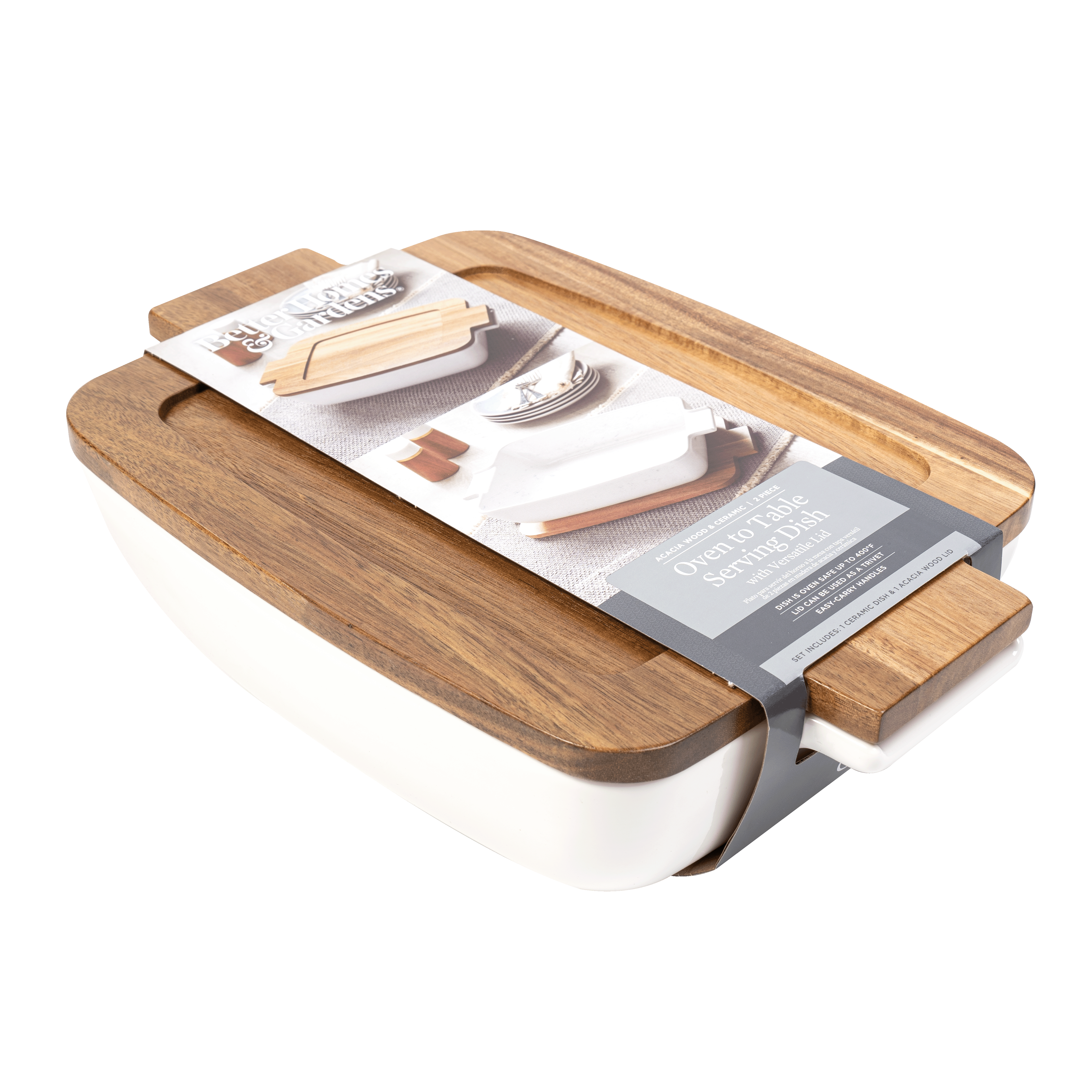 Better Homes & Gardens Rectangular Stoneware Baking Dish with Acacia Lid photo 7