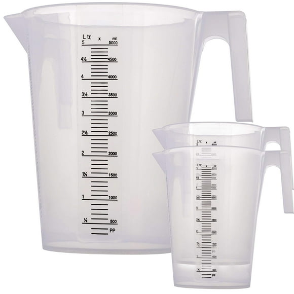 TCP Global 3 Liter (3000ml) Plastic Graduated Measuring and Mixing Pitcher (Pack of 4) - Holds 3 Quarts 0.75 Gallon - Pouring Cup, Measure & Mix Paint, Resin, Epoxy, Kitc