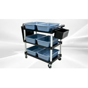 Restaurant Kitchen Utility Cart with 2 Side Trash Bin 6P2B