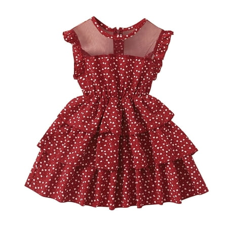 

TAIAOJING Tutu Tulle Dress For Baby Girl Kids Toddler Polka Dots Prints Tulle Princess Cloths Dresses 4-5 Years