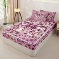 thumbnail image 3 of Homewish Kid Cheetah Print Ribbon Zipper Full Size Comforter Sets with Fitted Sheet and 2 Pillowcases, Old Fashion Bowknot Zipper Bedding Set, Pink Reversible, 4-Piece, 3 of 6