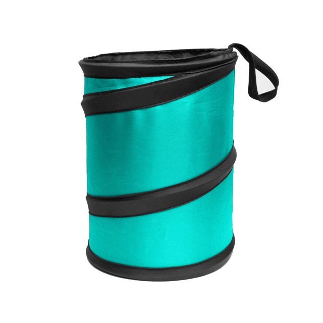 FH Group Automotive - Contenedor de basura pequeño, plegable, portátil, resistente al agua, se adapta a la mayoría de los coches, SUV y camiones de polietileno, color menta, ajuste universal
