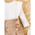 thumbnail image 6 of Suealasg Toddler Baby Girls Fall 2Pcs Skirt Outfits 6M 1T 2T 3T 4T Kids Girls Long Sleeve Ruffle Ribbed Tops A-line Plaid Skirt Set, 6 of 8
