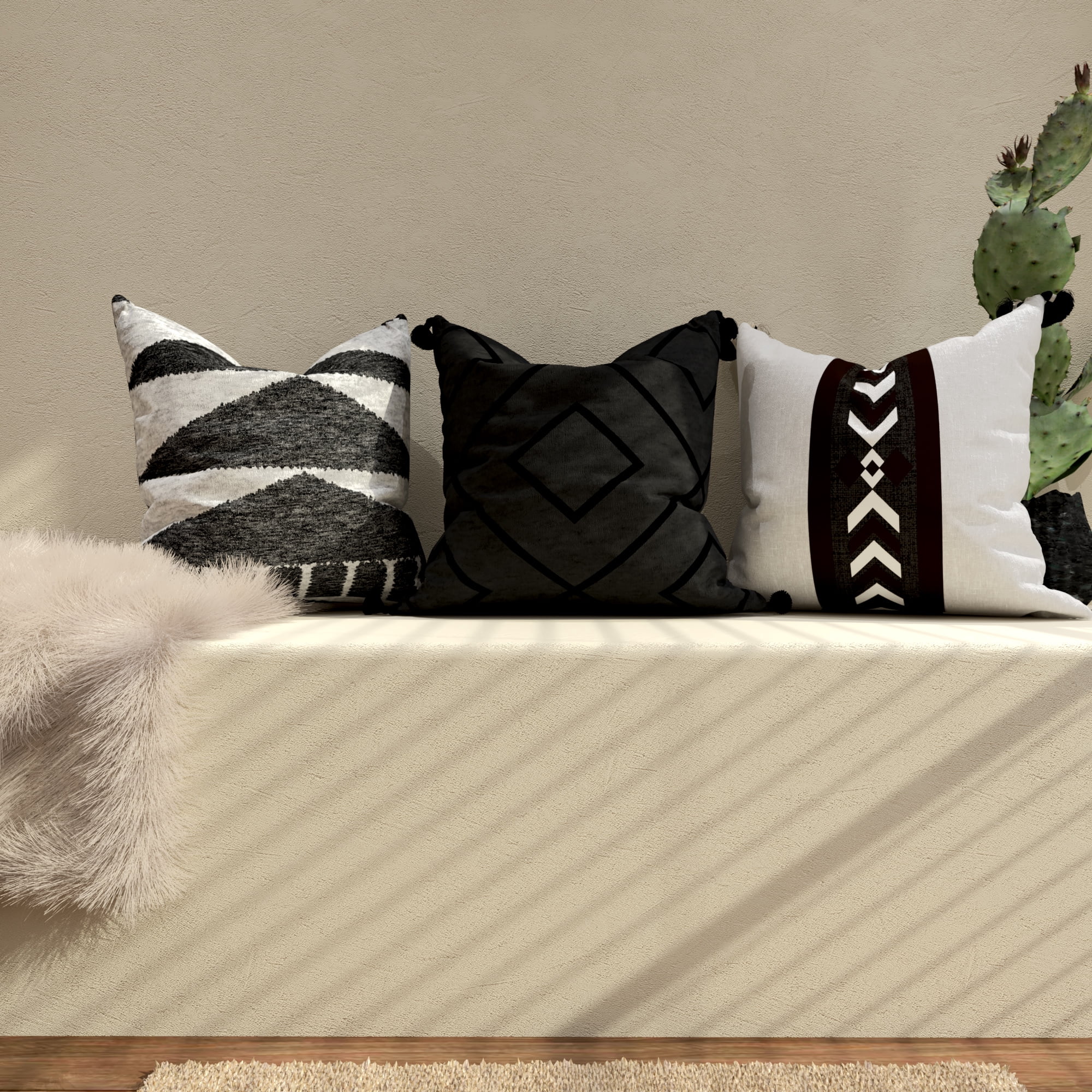 Decorative Throw Pillow Cover, 18” x 18”, Printed Jersey Knit Texture Featuring a Triangle Pattern on Poly Canvas Creating a Comfortable and Stylish Update to any Living Room, Bed, and Sofa