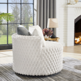 thumbnail image 3 of Malna Plush 3D Upholstered Barrel Accent Chair with Wheels - 1-Piece Solid Wood & Fabric Seating, 3 of 10
