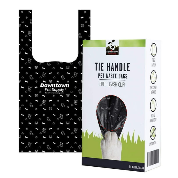 Dog Cat Tie Handle Pet Waste Bags, Doggie Poop Bags for All Size Dogs