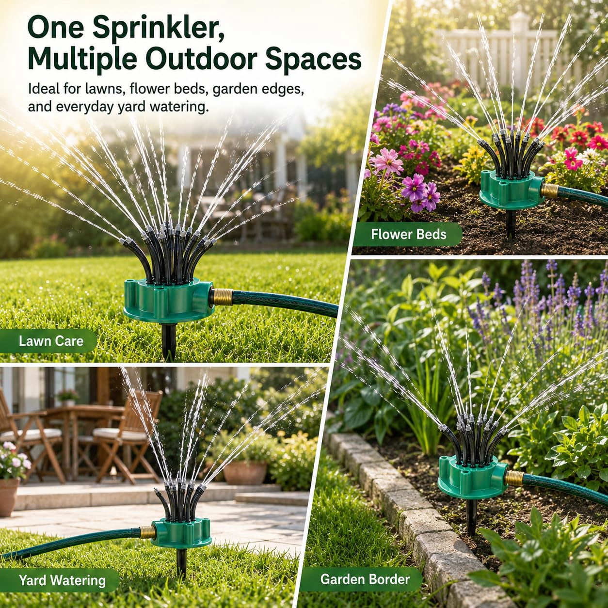 360° Coverage Precision Garden Irrigation Sprinkler with Heavy-Duty Spike Base, Automatic Rotating Lawn Sprinkler, for Yard, Lawn Sprinkler