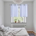 thumbnail image 6 of 2 Panels Kitchen Tier Curtains 39 Inch Length, Blue Grid Grommets Window Treatment Curtain, Checkered Plaid Gingham Lattice Trellis Print Thermal Curtains Drapes for Living Room/Bathroom, 6 of 9