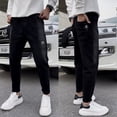 thumbnail image 3 of Pantalones casuales para hombre, estilo coreano ancho, elegante, clásico, tendencia, ropa de calle, moda suelta, estética hippie, pantalones largos de algodón para hombre S, 3 of 5