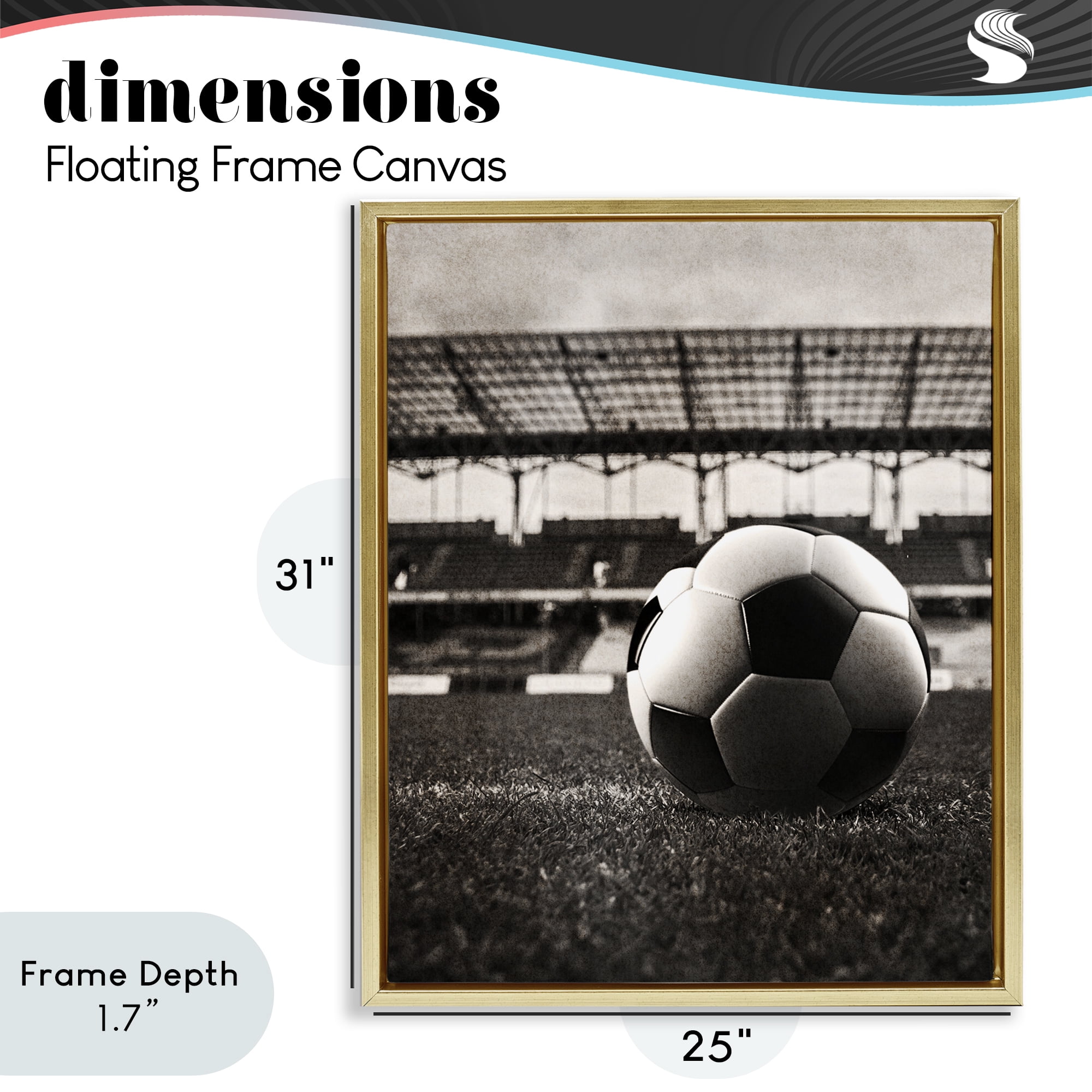 Stupell Industries Vintage Sports Soccer Gold Framed Floater Canvas Wall Art, design by Marcus Prime