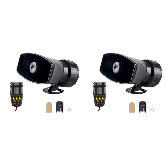 LKWLPD 2 Pack Alarm Horn Siren PA Speaker Mic System,100w 12v 7 Sound Loud Car Alarm Police Car Siren Speaker System Emergency Amplifier Alarm Kit Horn for 12V Truck Lorry Boat