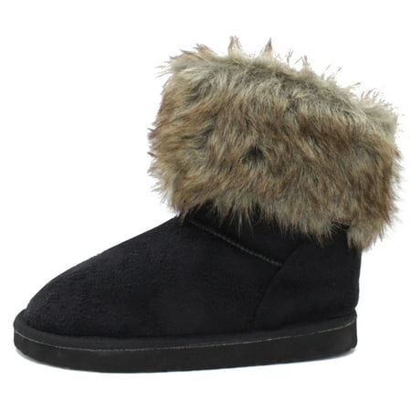 Vlara - VLARA Women's Faux Fur Sheepskin Bow Winter Boots - Walmart.com ...