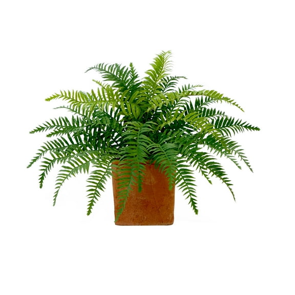 Nearly Natural 22in. Artificial Fern Plant in Decorative Planter, Green
