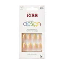 KISS Salon Design Press-On Nails, 'La Dolce Vita', Yellow, Medium Almond, 27 Ct.