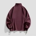 thumbnail image 4 of AWZXDE Men's Solid Color Relaxed Half Zip Stand Collar Sweatshirt with Pockets, Pullover Jacket Purple,M, 4 of 4