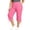 Pink, variant on Kinrui Women's Plus Size Capri Sweat Pants Lounge Elastic Waist Casual Comfy Joggers Side Ruched Pants with Pockets Army Green XL