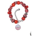 thumbnail image 2 of Delight Jewelry Silvertone Domed Multi Color DScPT Red Paw Print Bead Bracelet, 7"+2", 2 of 4