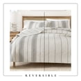 thumbnail image 4 of Striped Quilt Set - Lightweight, Soft, All-Season - 3-Piece Reversible Farmhouse Bedding Set (Full / Queen, Cream / Grey), 4 of 6