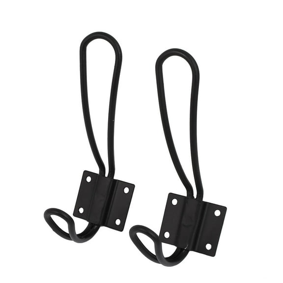 Uxcell Clothes Towels Display Wall Mounted Hanger Hook Bracket Black 2pcs