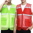 thumbnail image 4 of Toptie Mesh Safety Vest Zipper Team Volunteer Uniform Vest, Reflective Running Vest with Pockets, Slim Fit-Orange-L, 4 of 8