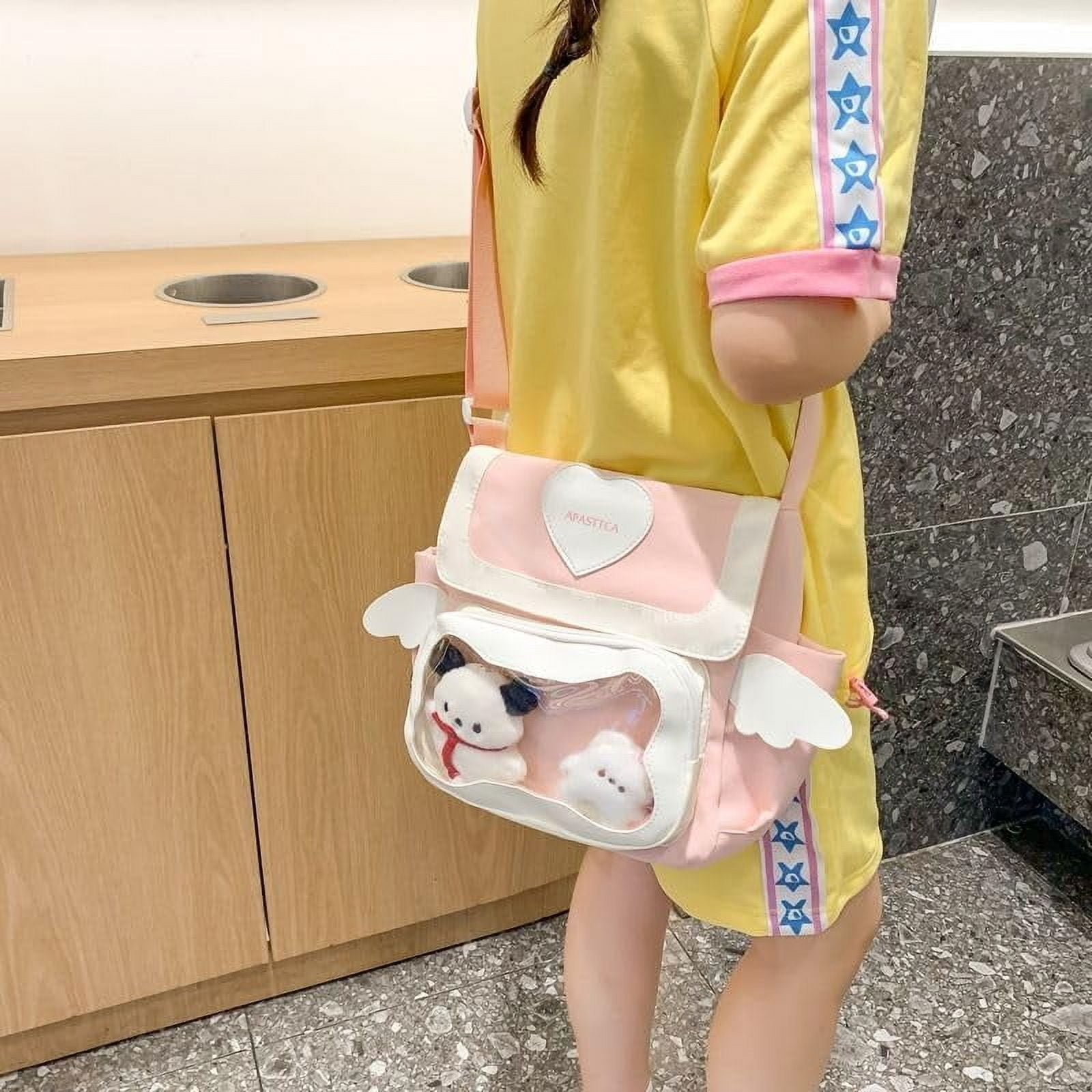 JUYGO Cute Japanese Aesthetic Ita Bag Heart Crossbody Bag Purse for Women Teen Girl Tote