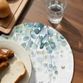 thumbnail image 3 of Blue Green Eucalyptus Round 13 Inch Placemats Set of 6, Sage Gradient Leaves Butterfly HeatResistant Non Slip Place Mats for Dining Table, Wipeable Braided Kitchen Table Mats for Housewarming, 3 of 9