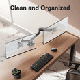 thumbnail image 7 of Dual Monitor Mount Stand for 13-32 inch Screens, 360° Heavy Duty Adjustable Arm Desk Mount with Tilt, Swivel, Rotation, Holds Up to 22lbs per Monitor Arm, 7 of 7