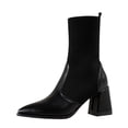 thumbnail image 1 of NECHOLOGY Botas Mujer Adulto Femenino Zapatos Botines de mujer Botines de mujer Otoño e Invierno tacón grueso tacón medio puntiagudo calcetines de tela zapatos Color sólido estilo Casual (Black, 8), 1 of 7