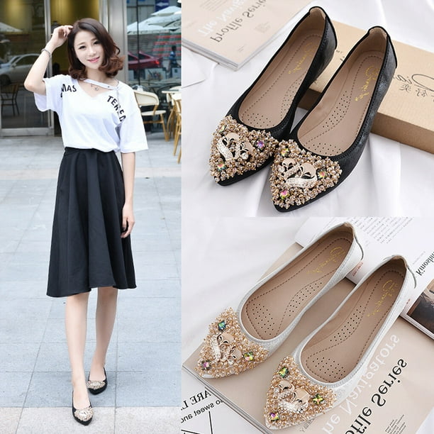 Ladies flat heel online shoes