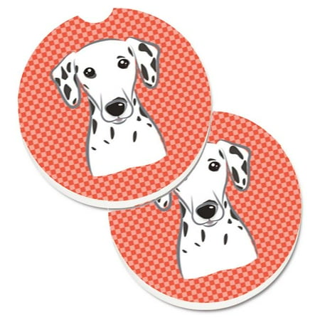 

Red Checkered Dalmatian Set of 2 Cup Holder Car Coaster