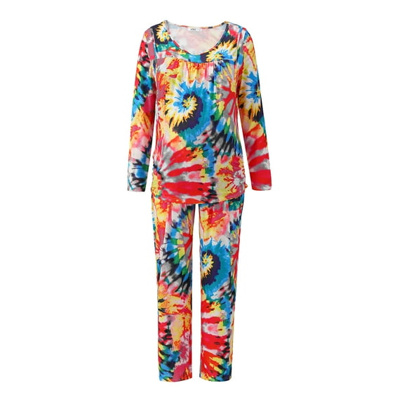 Xmarks Women's Maternity Nursing Pajama Set Breastfeeding Sleepwear Set Double Layer Long Sleeve Top & Pants Pregnancy PJS Multicolor US 12