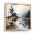 thumbnail image 2 of Designart "The Moody Minimalism Of Overcast Lakehouses I" Landscape Lake River Floater Framed Canvas Wall Art, 2 of 5
