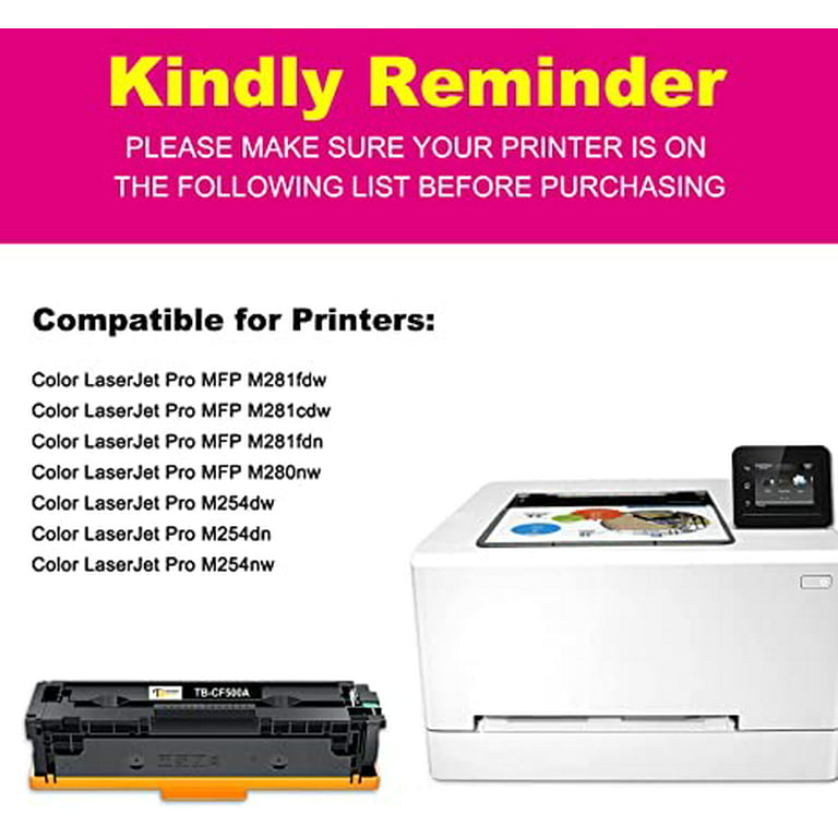 202A Toner Cartridges Compatible for HP 202X CF500X HP Color LaserJet Pro MFP M281fdw M254dw M281cdw M281fdn M281 M254 CF501A CF503A Printer Ink (Black Cyan Yellow Magenta, 4-Pack) -
