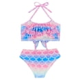 thumbnail image 3 of YONGHS Girls Swimsuits Bikini Set Two Piece Bathing Suit Summer Beach Sports Swimwear Tankinis Pink&Blue 6-8, 3 of 7