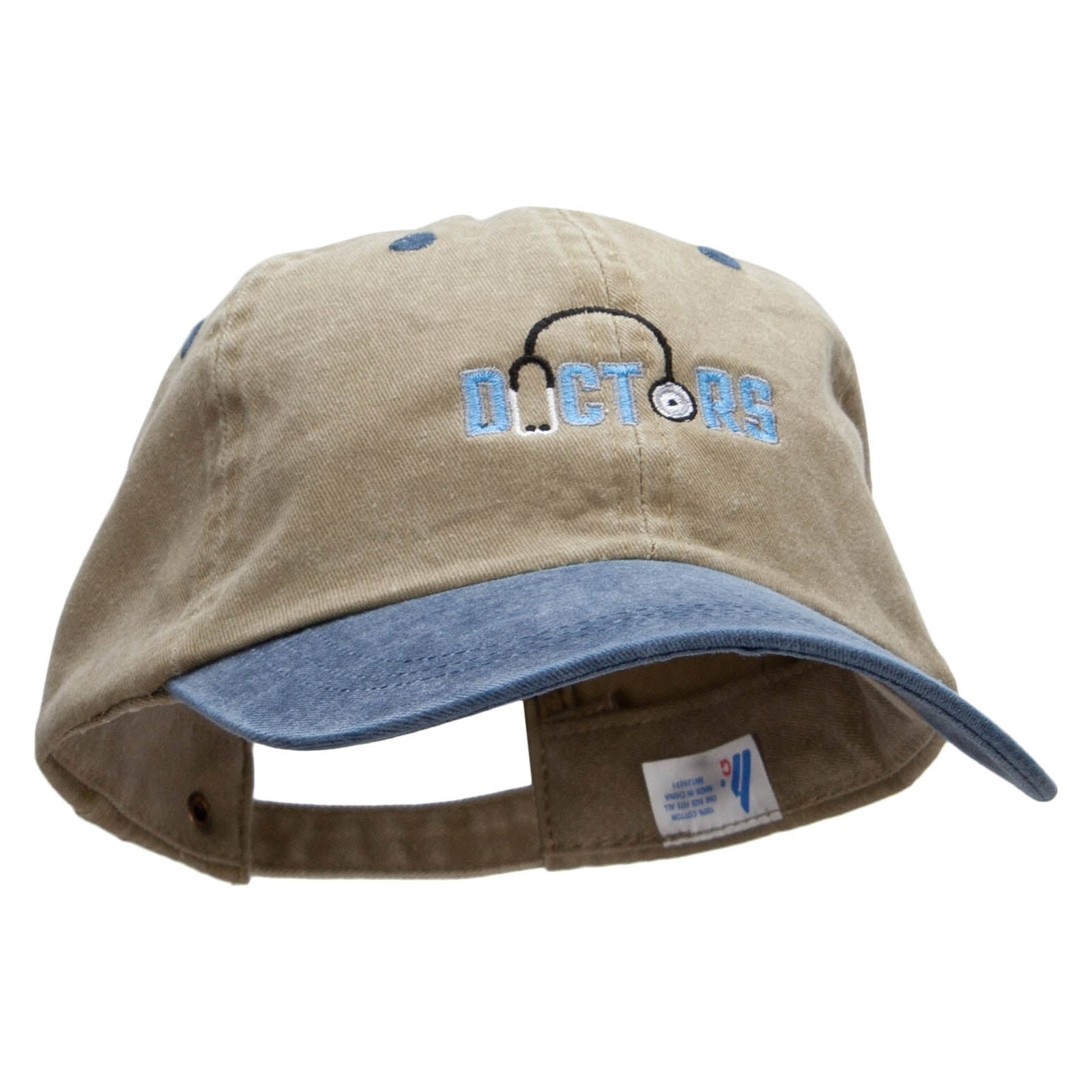 Doctor Stethoscope Embroidered Pigment Dyed Wash Cap - Navy Khaki OSFM
