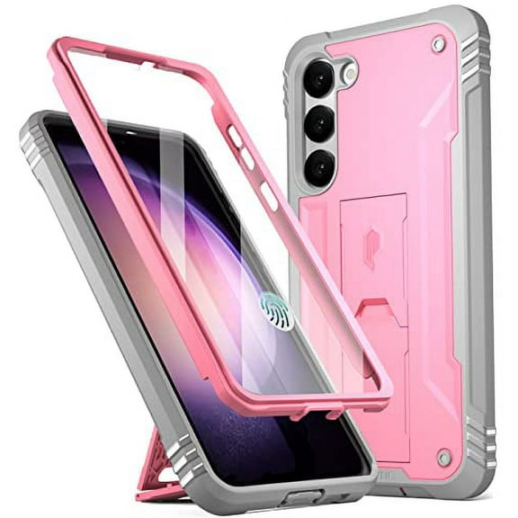Poetic Revolution Case for Samsung Galaxy S23 5G 6.2 inch, Heavy Duty Full Body Cover with Kickstand, Light Pink
