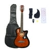40 Inch Acoustic Guitar Beginner Guitar Starter Bundle Kit with Bag, Tuner, Pickguard and String Set Coffee