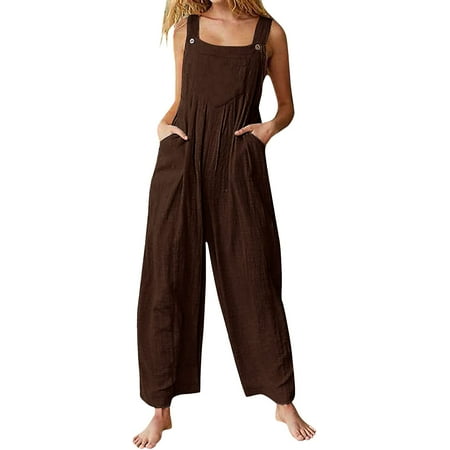 

CebDs 2023 Jumpsuits for Women Casual Womens Jumper Wide Legs Short Sleeve One Piece Jumpsuit Romper with Pockets
